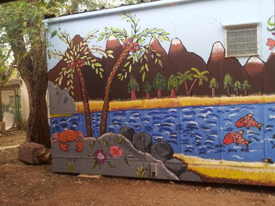 ציורי קירות מתוך פעילות ילדי בית ספר בהנחיית לימור שריקה