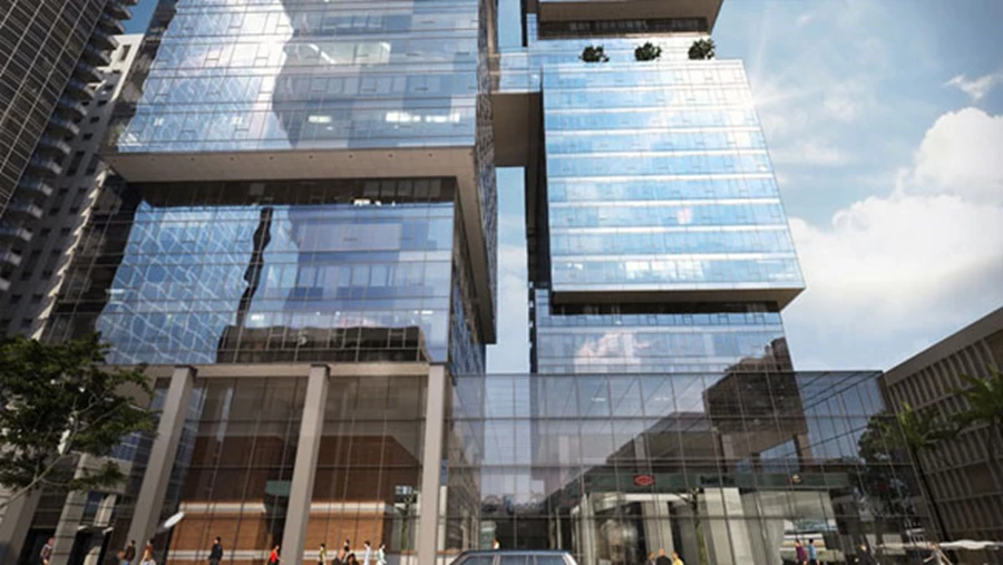 מגדלי הארבעה-חלונות זכוכית רצפה תקרה מאפשרים מקסימום נוף אורבני-הדמיה