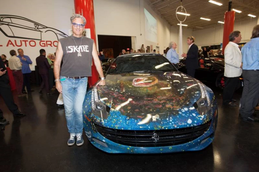 Ferrari wrapped in Ted Barr's artwork
