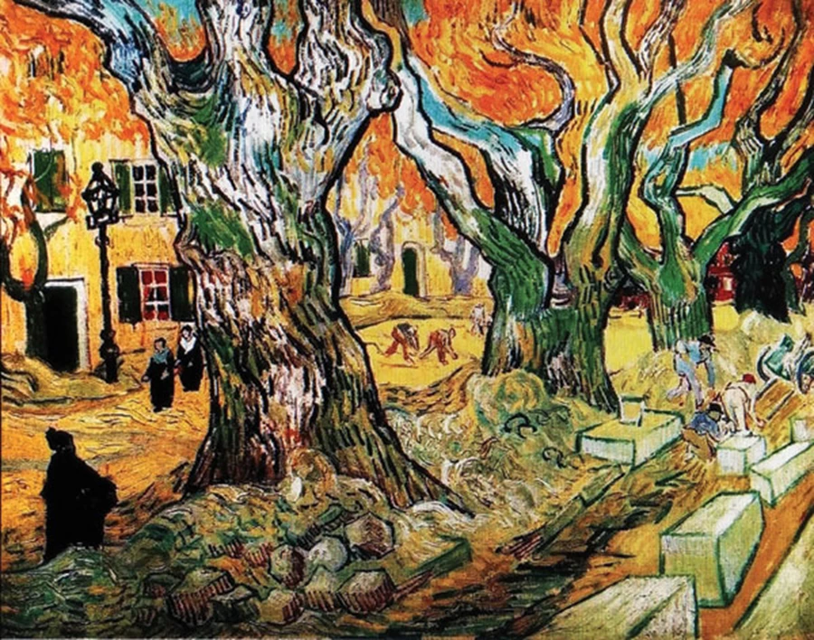 יצירה של וון גוך- רחוב וויקטור הוגו בסנט רמי עם עצי דולב העתיקים Vinsent_Van_Gogh.