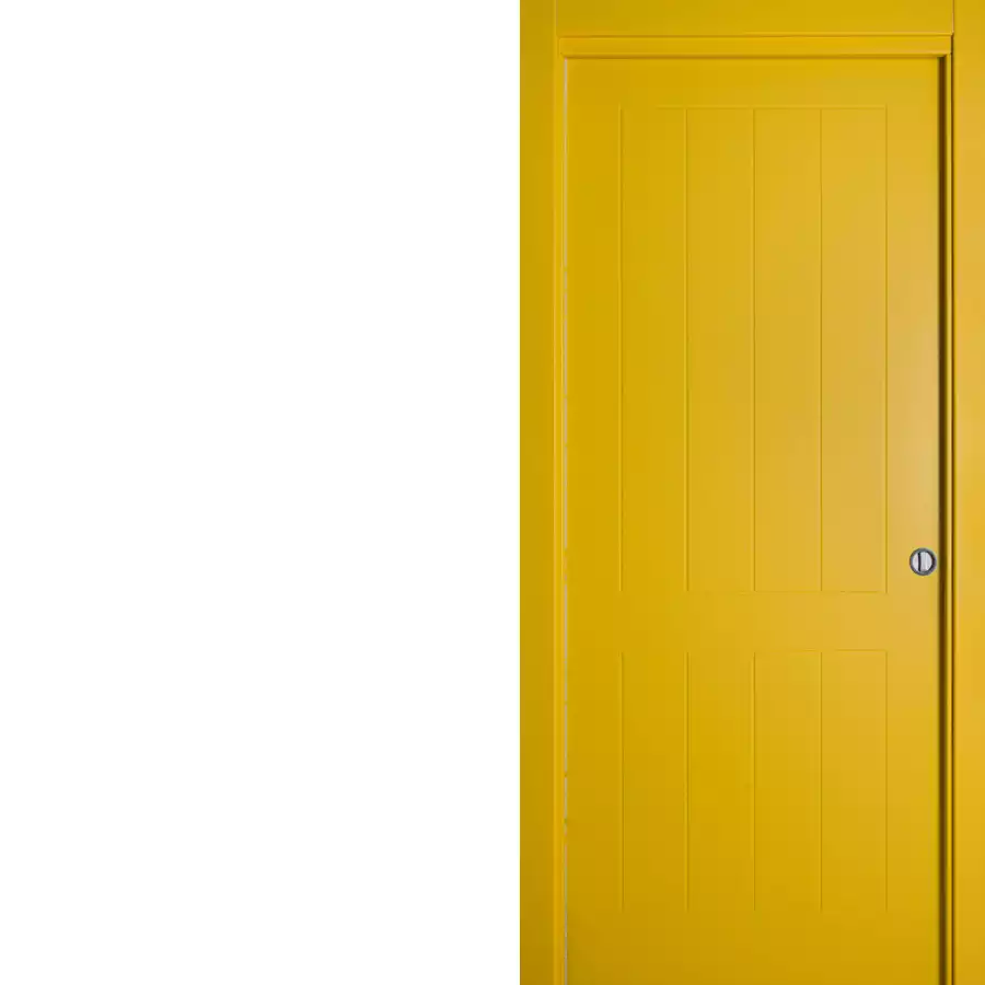 דלת חושן הזזה לכיס צהובה, דלתות דרור. צילום- דרור ורסצקי