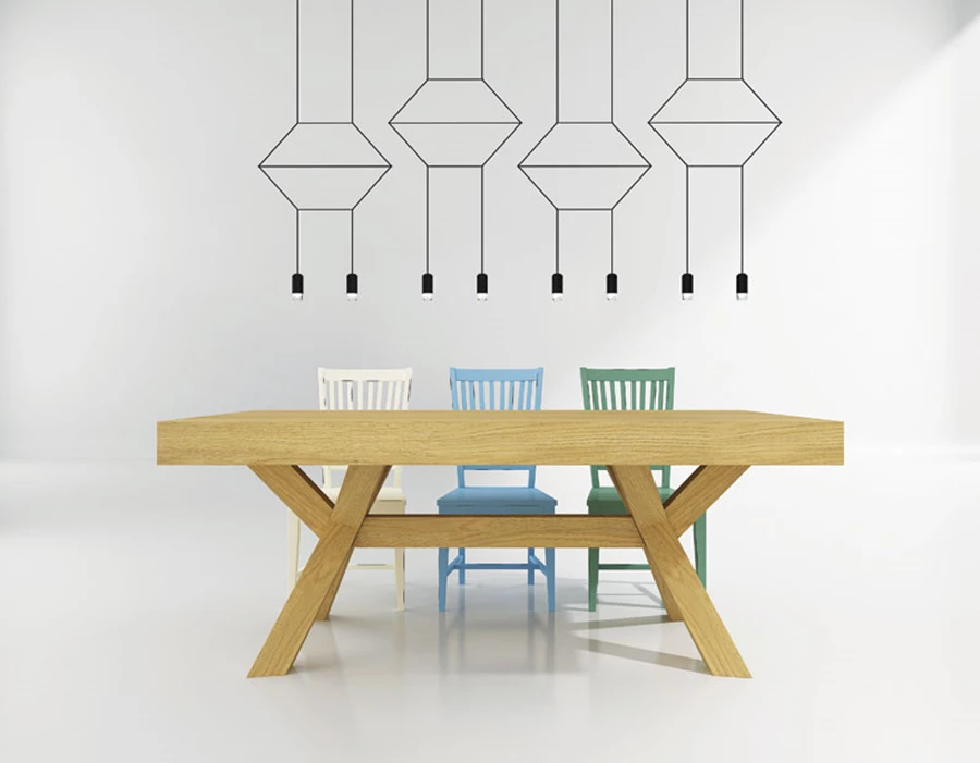 שולחן עץ בגוון טבעי עם קושרות מאסיביות - מזנוני כהן