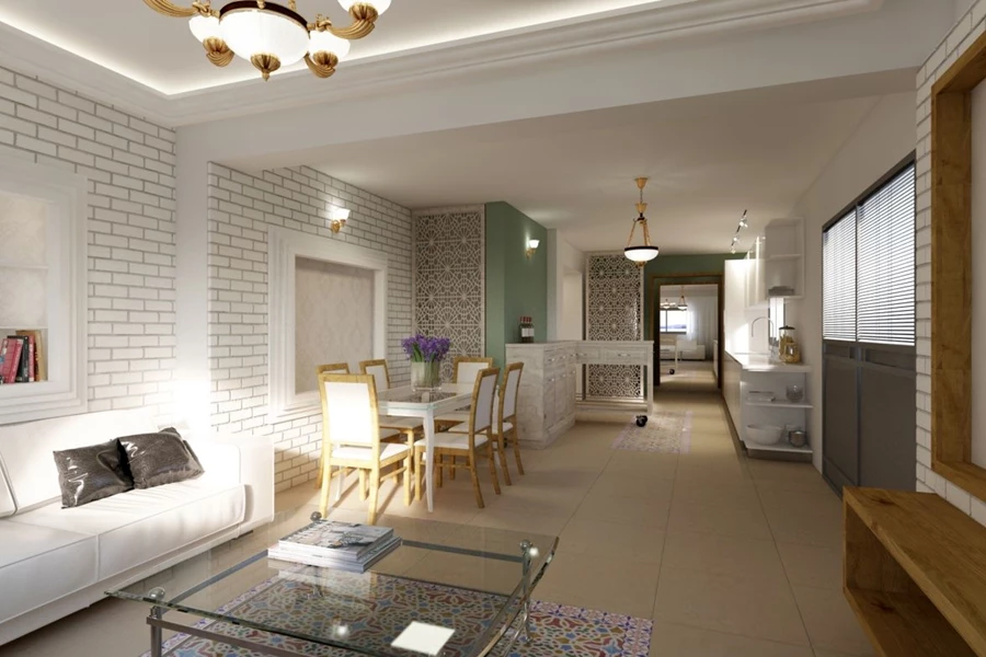עיצוב דירת בוטיק  – בסגנון מרוקאי-מודרני מבט לסלון