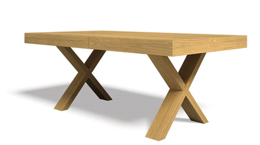 שולחן מדגם ‘ווסט’, בעיצוב מודרני צעיר, בגודל צנוע של 90x140, המתאים לכל חלל,  אך ניתן להגדלה של 2 מ’.  במגוון סוגי פורניר,  בעל רגלי X. - ‘Zaga-פינות אוכל’
